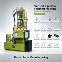 Machine de moulage par injection verticale pour la production d'accessoires de vêtements, de cordons pour étiquettes et de pièces détachées en plastique