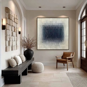 Peinture à l'huile acrylique texturée abstraite minimaliste originale, peinte à la main, sur toile, art mural esthétique encadré - Product Image 3