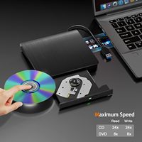 Grabadora de CD/DVD RW USB 3.0 Portátil, Transferencia de Datos de Alta Velocidad, Grabadora/Reproductor de CD/DVD Delgado de 1.2 cm para Computadoras Portátiles y de Escritorio