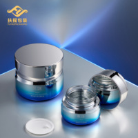 Offre Spéciale : Ensemble Cosmétique de Luxe en Verre Bleu Dégradé et Argenté – Flacon Pompe pour Lotion, Pot de Crème et Emballage pour Sérum