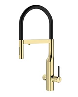 Robinet de cuisine moderne à poignée unique en laiton avec bec flexible pivotant pour eau chaude et froide
