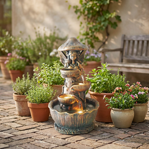 Pompe à eau <span class=keywords><strong>solaire</strong></span> d'extérieur moderne style shabby chic, <span class=keywords><strong>fontaine</strong></span> unique en résine en forme de boule, design <span class=keywords><strong>zen</strong></span> immergé à batterie DC, faite à la main, 36 cm, pour <span class=keywords><strong>jardin</strong></span> - Product Image 2