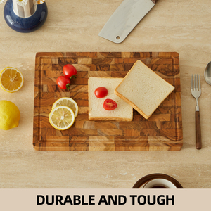 <span class=keywords><strong>Planche</strong></span> à découper rectangulaire en teck à grain moyen de style moderne avec poignée antidérapante, réutilisable, durable, adaptée aux petites cuisines - Product Image 5