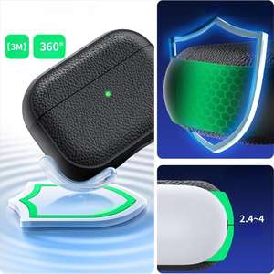 Funda protectora para auriculares AirPods de 4ª generación, diseño simple con textura de lichi, cuero, cobertura total, a prueba de caídas. - Product Image 2