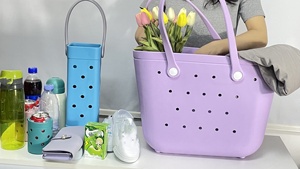 กระเป๋าโท้ทผู้หญิงสะพายไหล่ใบใหญ่, กระเป๋าชายหาดทำจาก<span class=keywords><strong>ยาง</strong></span>มีหัวเข็มขัดเสื่อโยคะกันน้ำใช้สะพายไหล่ข้างเดียวใช้ได้หลาย2023 - Product Image 4