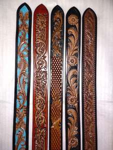 Ceinture en cuir magnifiquement gaufré sur mesure avec des motifs floraux et de défilement complexes brun rustique. Idle pour les créateurs de mode - Product Image 2