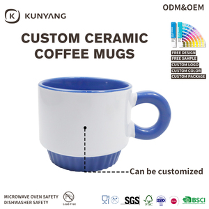 Mug à café en céramique empilable vierge avec anse colorée et intérieur bicolore, supports vierges pour sublimation, logo personnalisé - Product Image 5