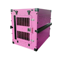 Boîte de rangement pliable pour chien, Cage, chenil, en aluminium rose