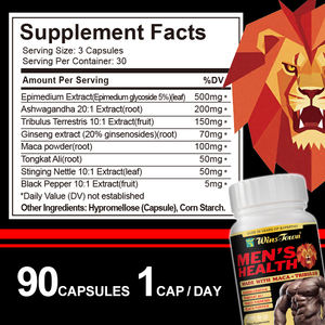 Kruidensupplementen Mannelijke Boost Capsules Epimedium Geile Geit Wiet Maca Wortel Ashwagandha Zwarte Peper Tongkat Ali Capsules - Product Image 3