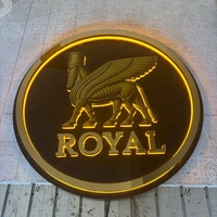 Letreros de Pared para Exteriores, Letrero LED 3D con Letras Doradas, Forma Redonda, Fondo Personalizado, Letrero con Logotipo LED, Letras Retroiluminadas en Oro Pulido