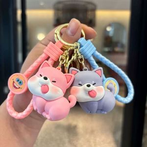 Ensemble de porte-clés Kawaii Shiba Inu pour couple, adorable pendentif en PVC pour sac d'école, clés de voiture - Product Image 1