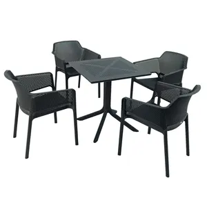 Table de jardin en plastique Offre Spéciale carrée noire pour patio extérieur