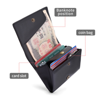 Dompet Pria Minimalis Jepang Kapasitas Besar dengan Kantong Koin RFID, Tempat Kartu Kredit Bisnis dengan Kompartemen Koin