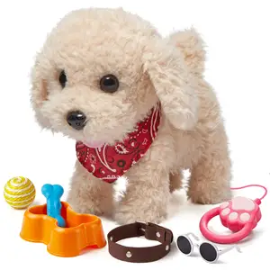 BSCI儿童遥控软机器人可爱互动狗玩具护理游戏套装行走树皮摇尾毛绒电子宠物狗玩具