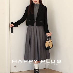 Conjunto de Blazer Cruzado de Talla Grande para Mujer, Color Sólido, Formal, Falda Midi Otoñal, Traje para Adultos - Product Image 4