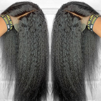 Cheveux humains vierges Remy birmans bruts transparents HD pour perruque sans colle, texture crépue droite, longue longueur