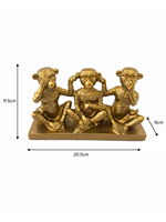 Figurine des Trois Singes Sages, Ne voient pas le mal, n'entendent pas le mal, n'en parlent pas, sculpture en résine dorée, décoration de bureau, de maison, cadeau