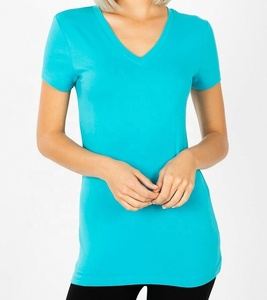 Ropa de moda cuello en V manga completa algodón casual camisetas para hombres mujeres cómodo precio barato etiqueta tejida hecha Pakistán camisetas - Product Image 6