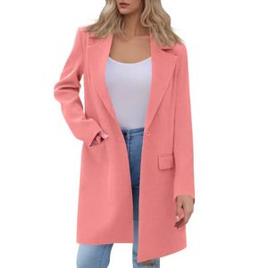 ชุดเทรนช์โค้ทแขนยาวลำลองของผู้หญิงสูทขนสัตว์สีพื้นแบบเข็มขัดสำหรับปิดฤดูใบไม้ร่วง - Product Image 3