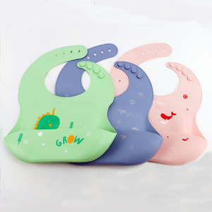 Baberos de silicona para bebé, tipo arco, sin BPA, de 0 a 12 meses, con estampado de dibujos animados, accesorio para alimentación - Product Image 1