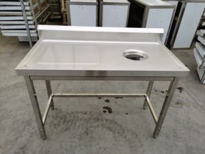 Table de travail en acier inoxydable 201/304 à prix de gros, équipement de cuisine, table de lavage de vaisselle, évier à commande au pied - Product Image 2