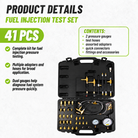 Kit de test de pression d'injection de carburant 41 pièces, double manomètre 0-145 PSI avec adaptateurs pour diagnostic du système d'injection électronique automobile