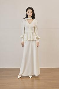 Chemise en soie de qualité supérieure avec motif d'orchidée, col en V élégant/féminin avec nœud décoratif ORCHID BLOOM - KA55 - Product Image 3