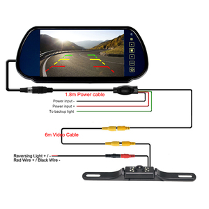 Moniteur de voiture 7 pouces avec caméra de recul à clipser, système de stationnement pour voiture, vision nocturne, kit étanche pour plaque d'immatriculation - Product Image 6