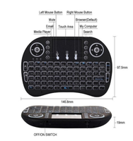 I8 mini clavier sans fil 2.4G avec pavé tactile 3 couleurs rétro-éclairage batterie au Lithium mini clavier sans fil