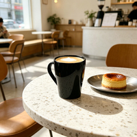 Vente en gros de tasses à thé rondes noires vides, tasses à café vintage en verre de 300 ml, de haute qualité avec poignée