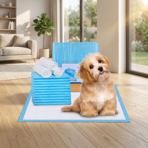 (M 45*60, 60 pièces) Coussinets absorbants jetables pour animaux de compagnie, couches d'apprentissage de la propreté en coton anti-fuites pour chiots et chiens - Product Image 1