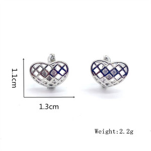Heart Shaped <b>Clip</b> On Earrings Gold <b>Silver</b> Zinc Alloy Channel Setting Studs For Women Gift Fashion Jewelry - Product Image 2