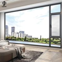 Estilo moderno, aluminio negro, doble acristalamiento, imagen fija, ventana de vidrio, ventanas abatibles a prueba de ladrones, estilo oscilante para Exterior