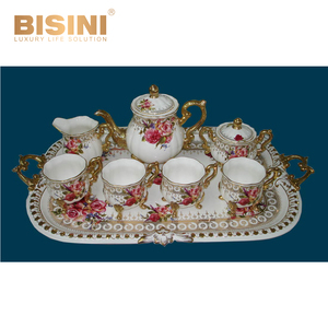 24K <span class=keywords><strong>oro</strong></span> europeo de cerámica de porcelana tarde café taza de té olla <span class=keywords><strong>en</strong></span> diseño de leopardo - Product Image 6