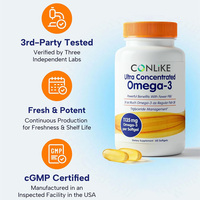Huile de poisson oméga-3 avancée 1135 mg, triple concentration pour la santé cardiaque et le soutien du système immunitaire, capsules premium EPA DHA, 60 unités