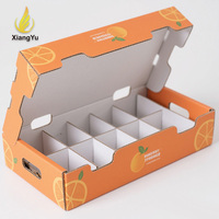 Diviseurs en carton ondulé orange écologiques et recyclables sur mesure, emballage durable avec pelliculage mat personnalisé pour oranges de ferme