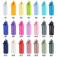 Bouteille d'eau isotherme en acier inoxydable de 32 oz avec logo personnalisé, poignée de transport et couvercle à paille rabattable, réutilisable, isolée pour la salle de sport et les voyages