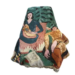 Hot Sale Custom Woven Design Jacquard Sofa Throw Blanket Personal isierte Bohemian Woven Outdoor Multifunktion decken