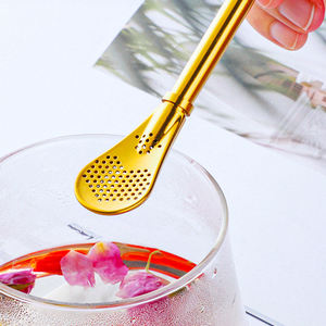 Usine De Qualité Alimentaire En Acier Inoxydable 304 Paille À Thé Réutilisable Remuer Sucker Bombilla Yerba Mate Pailles À Boire Avec Filtre Cuillère - Product Image 4