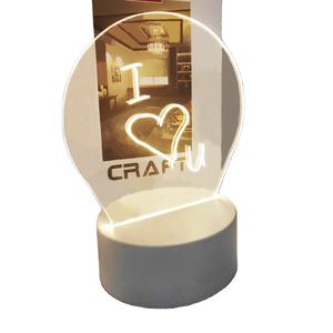 Éclairage DIY, veilleuse LED 3D, panneau acrylique transparent effaçable avec support en <span class=keywords><strong>bois</strong></span>, base de lampe en <span class=keywords><strong>bois</strong></span> - Product Image 2