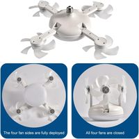 Ventilateur de plafond créatif à 4 têtes avec lumière, pliable, 5 pales, télécommande, lampe de ventilateur à intensité variable, 60W, silencieux, prise LED
