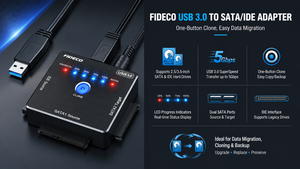 Adaptador convertidor de disco duro <span class=keywords><strong>FIDECO</strong></span> USB 3.0 a SATA IDE con función de clonación para HDD/SSD de 2.5 y 3.5 pulgadas - Product Image 6