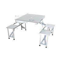 Ensemble de meubles d'extérieur pour le camping, la plage, les pique-niques en famille, le jardin, ensemble de table et de chaises pliantes en aluminium portables pour le camping