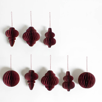 Boules de Noël en papier 3D, décorations suspendues pour sapin de Noël, ornements en papier de soie nid d'abeille pour fêtes de fin d'année et décoration intérieure