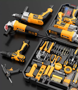 Outils de quincaillerie ménagers, coffret d'outils multifonctionnel avec perceuse et perceuse à percussion - Product Image 4
