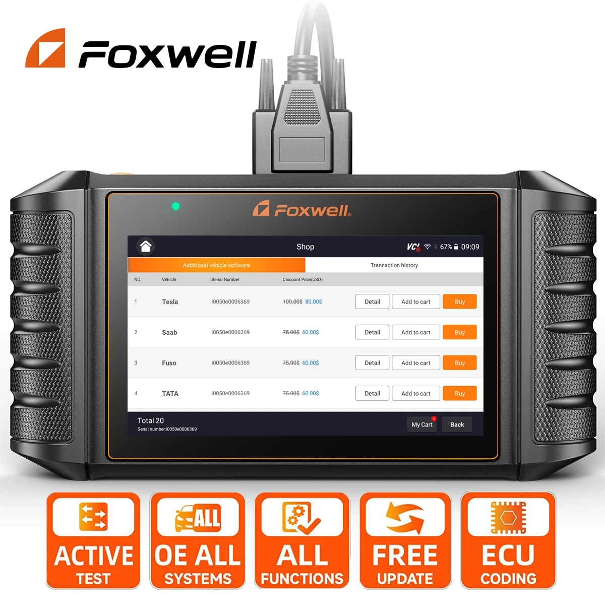 FOXWELL NT510 Elite for Porsche OBD2 Diagnostic Scanner Full Syste ABS SRS Engine Code Reader