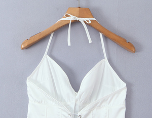 Top Estivo da Donna <span class=keywords><strong>con</strong></span> Allacciatura Posteriore, Scollatura a Cuore, in Seta, Casual e alla Moda - Product Image 6