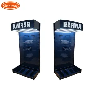 Custom Exhibition Pegboard Metal Stand Multi Layers Exhibition Stand With Arc Advertising Head