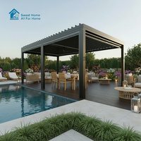 Pergola en aluminium à toit à persiennes isolé, résistant au vent, écologique et durable, imperméable, pour jardin, décoration de jardin