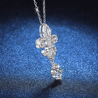 Collier pendentif croix iris en argent sterling S925 pour femme, plaqué or, avec moissanite de 1 carat de haute qualité couleur D